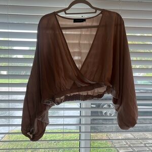 Champagne/Light Gold Satin Blouse